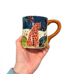 Urban Outfitters Tropical Printed Cheetah Coffee Mug